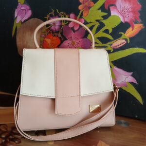 pink and off-white bag